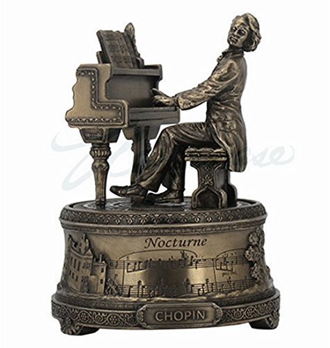 フレデリック・ショパン「ノクターン」オルゴール彫像 彫刻/ 音楽大学 作曲 放送局 ピアノの詩人 前期ロマン派 贈り物（輸入品