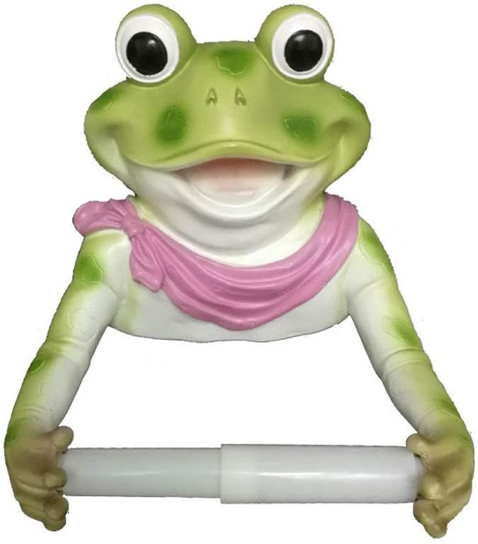 動物用トイレットペーパーホルダー、カエル（蛙）彫像 ホルダー、バスルーム用（色：ピンク）壁彫刻/ 新築祝い（輸入品）