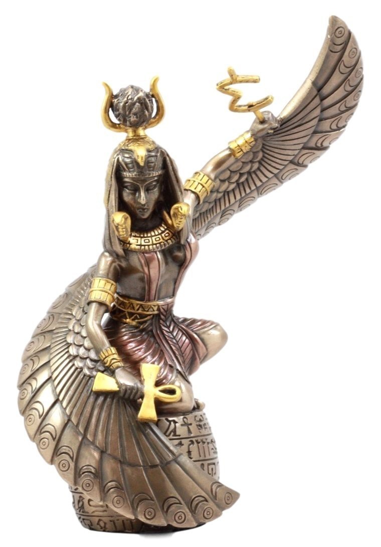 アンクを持った古代エジプトの女神 イシス彫刻 彫像 豊穣 幸運の女神 王権の守護神 魔術の女神 厄除け 贈り物(輸入品)のサムネイル