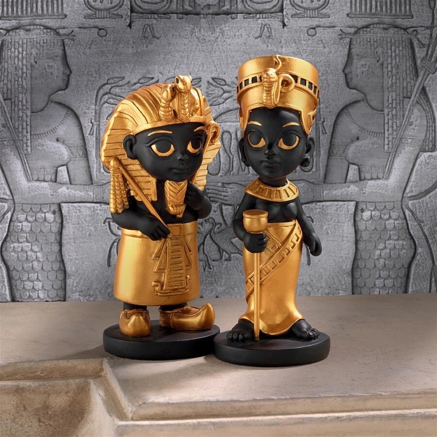 古代エジプト王国の小さな支配者彫像 2体セット アート工芸 書斎 リビング カフェ ギフトプレゼント 贈り物 輸入品