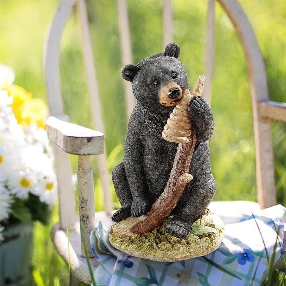 ハニー！好奇心旺盛なツキノワグマの子熊像彫像 インテリア装飾 アート工芸 庭園 ロッジ 小屋 贈り物 輸入品
