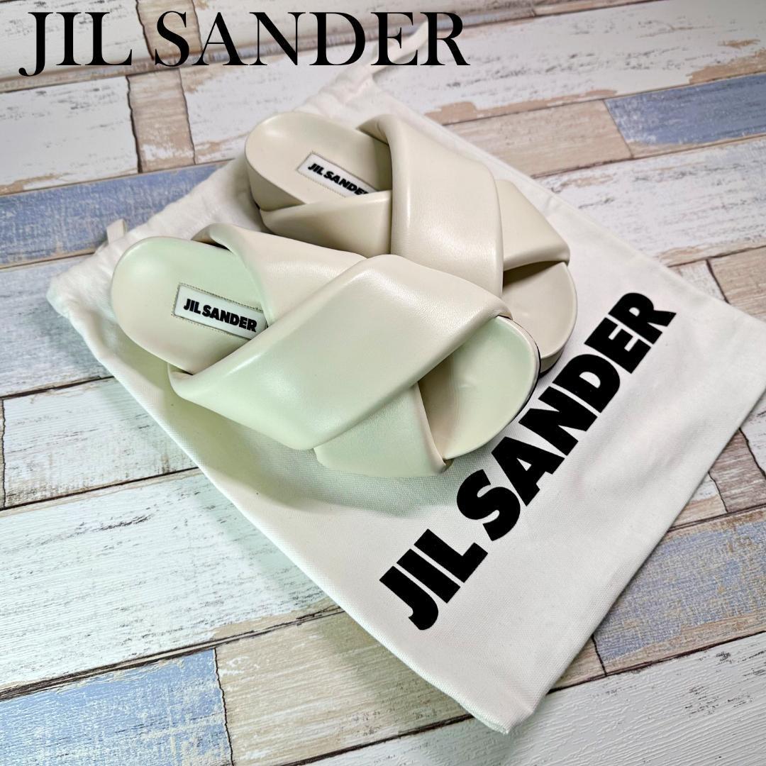 JIL SANDER ジルサンダー　サンダル 35サイズ　22.5㎝　パッドスライド　レザーサンダル　 クロスストラップ　スリッパ　ホワイト