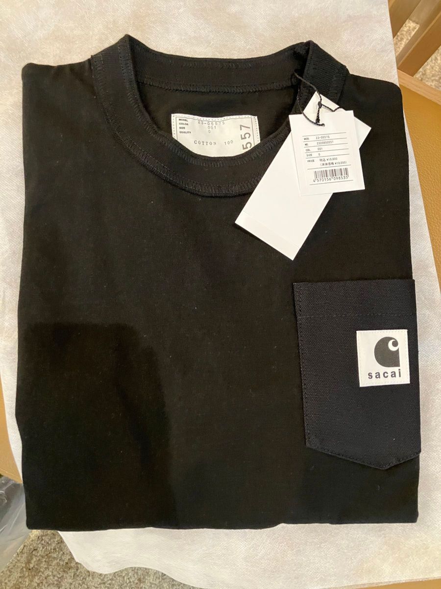 黒0 sacai Carhartt WIP T-shirt tシャツ 新品　サカイ　カーハート　コラボ　Tシャツ　tee タグ付き