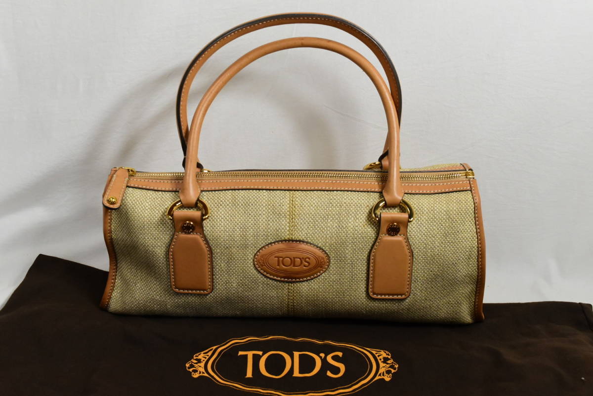 TODS　トッズ　キャンバス×レザー　ハンドバッグ　ミニ　ボストンバッグ　_画像1