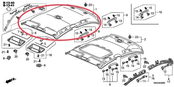 ホンダ純正 シビック FD1 FD2 ルーフライニング ルーフヘッドライニング ルーフトリム ASSY 未使用 HONDA NH686L FD4 FD6 FD7 CIVIC 天張り_①