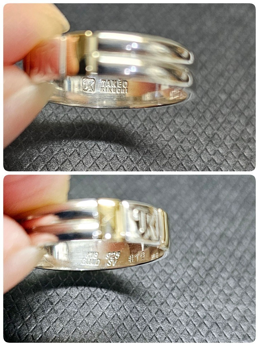 K18 серебряный 925 золотой серебряный кольцо TAKEO KIKUCHI Takeo Kikuchi комбинированный суммировать 5 пункт 5 шт печать K18 925 масса примерно 23g