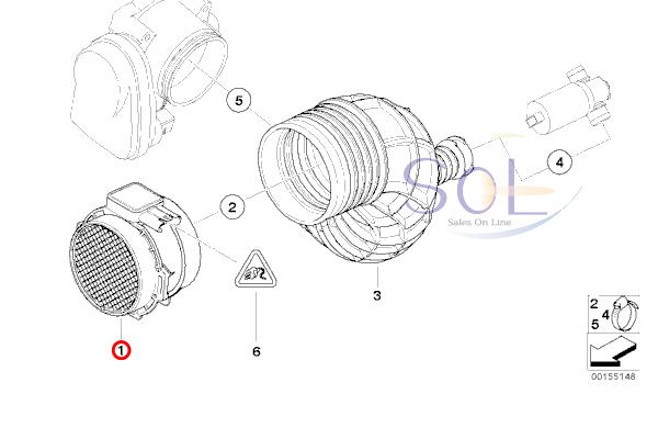 BMW E85 Z4 E83 X3 エアマスセンサー エアフロメーター 2.2i 2.5i 13627566984 出荷締切18時_画像6