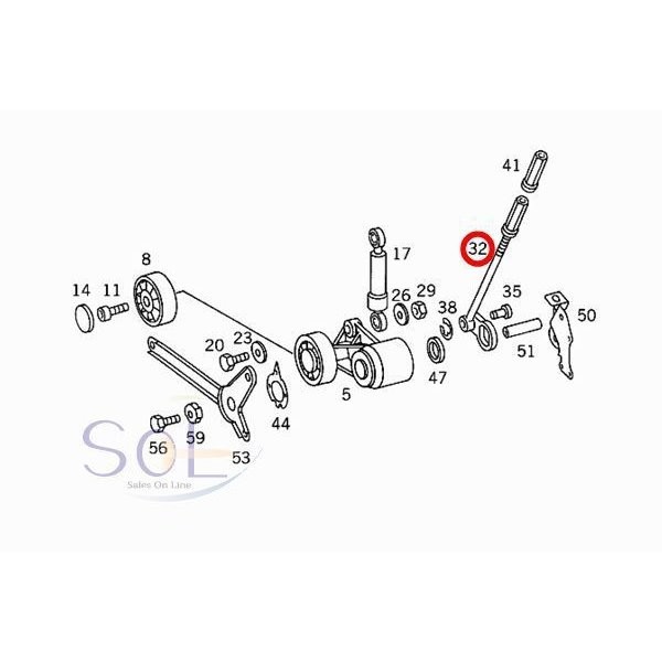 ベンツ W201 W202 W638 ベルトテンショナー アジャストロッド 190E C280 V230 V280 1032000236 出荷締切18時_画像2