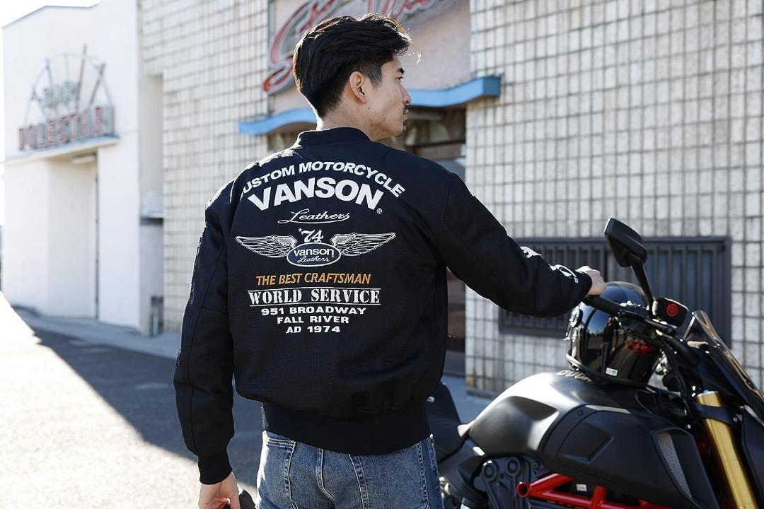 バンソン(Vanson)メッシュMA-1ジャケット メンズ ブラック サイズXL-