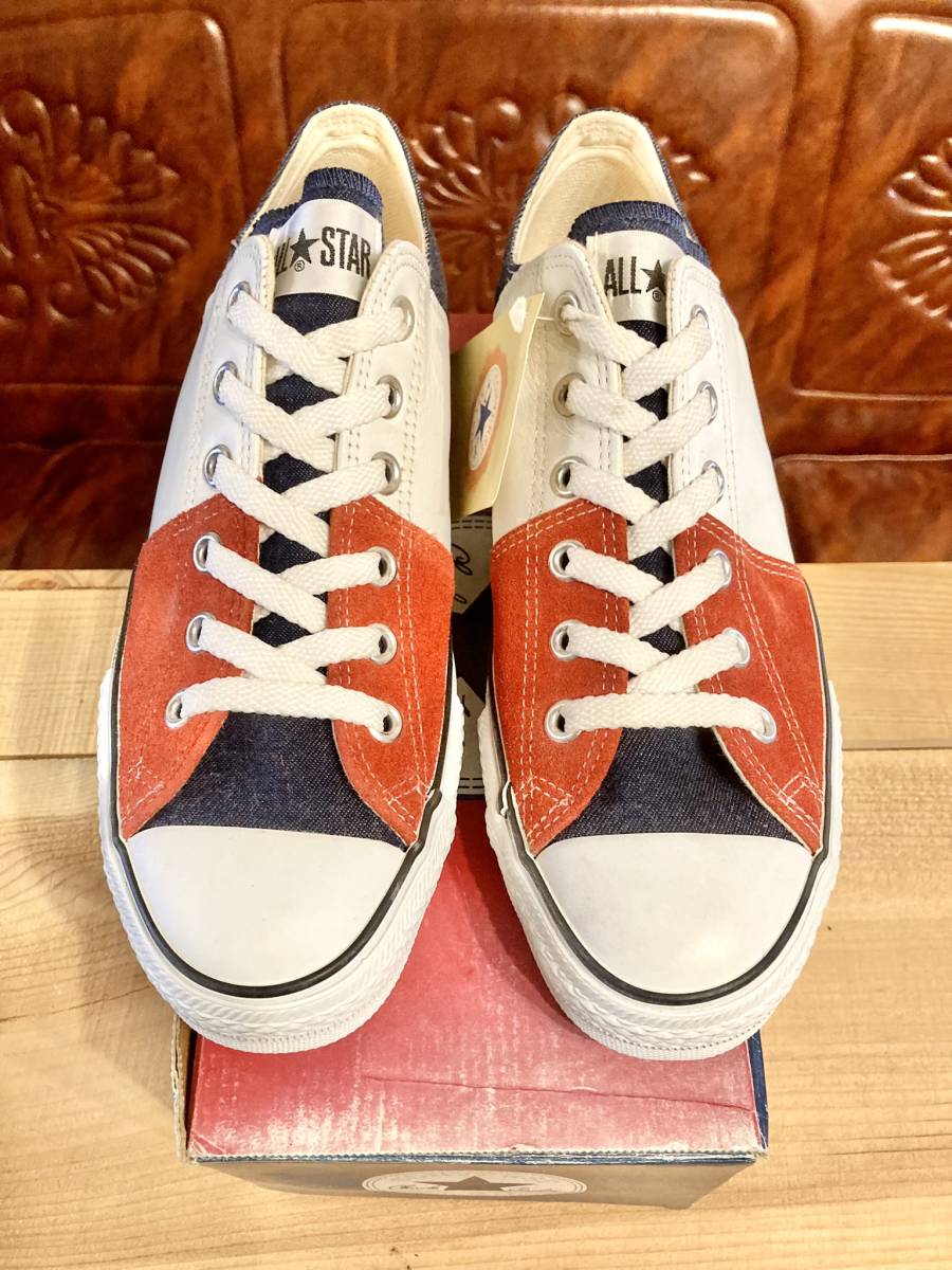 ★☆希少レア!コンバース オールスタートリコロールカラー 7.5 26cm converse ALL STAR 白/赤/青 スエード デッド ビンテージ 238☆★_画像4