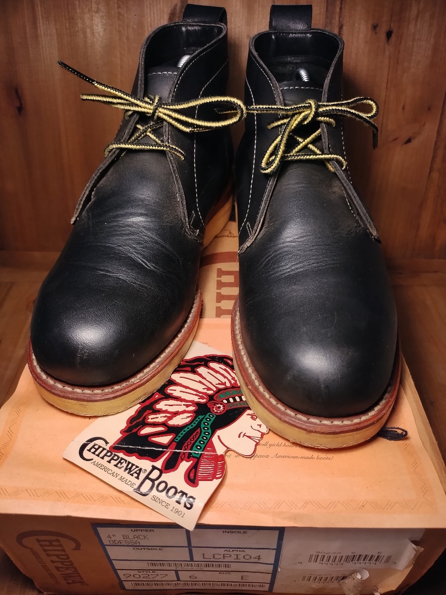 貴重 入手困難 米国製 箱付 黒タグ チペワ CHIPPEWA チャッカブーツ US6 E アメカジ バイカー ロカビリー ロックンロール アウトドア PUNK_画像2