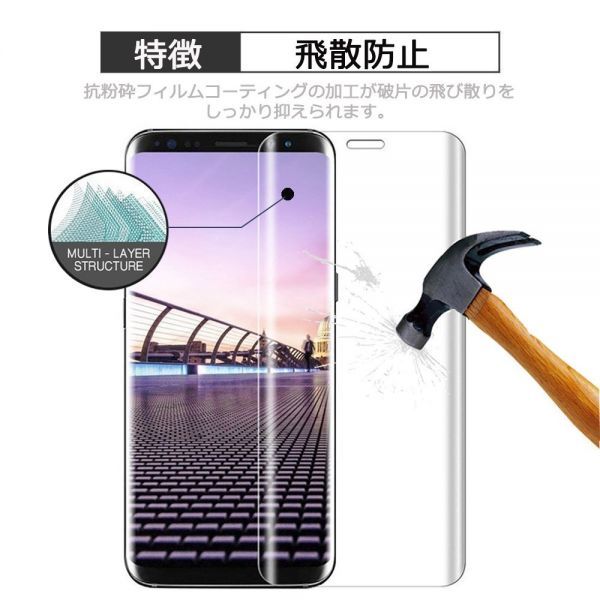 Galaxy S9+ docomo SC-03K ガラスフィルム 3Ｄ曲面全面保護 galaxyS9+ S9プラス 破損保障あり S9plusガラスフィルム　末端吸着のみ_画像9