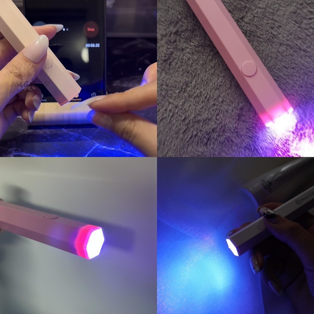 ハンディ LED & UV 充電式 ピンク ネイルライト コードレス