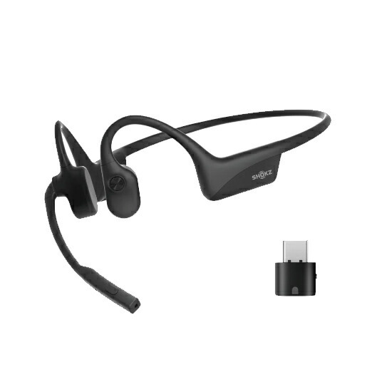 SHOKZ OPENCOMM2 UC オープンコムツーUC (USB-Cタイプ アダプター付属) WEB会議に最適 骨伝導ヘッドセット