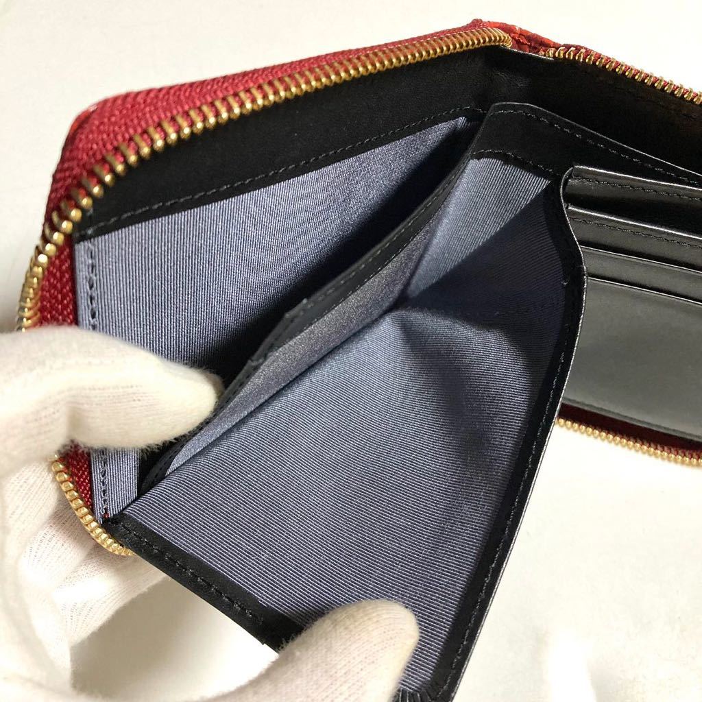 印傳屋 INDEN EST.1582 NY 札入A (G) 七宝 ラウンドファスナー 財布 印伝屋 甲州印伝 鹿革 漆 日本製 定価26950円 赤 コンパクト