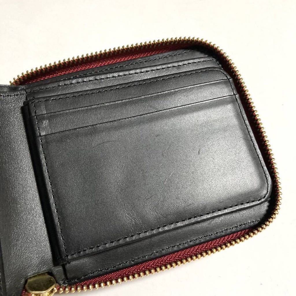 印傳屋 INDEN EST.1582 NY 札入A (G) 七宝 ラウンドファスナー 財布 印伝屋 甲州印伝 鹿革 漆 日本製 定価26950円 赤 コンパクト