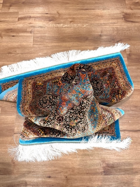 ペルシャ絨毯・最高級ハンド&マシン織り・ 世界最高密度150万ノット ・豪奢なクムデザイン 120cm×80cm ch38_画像8