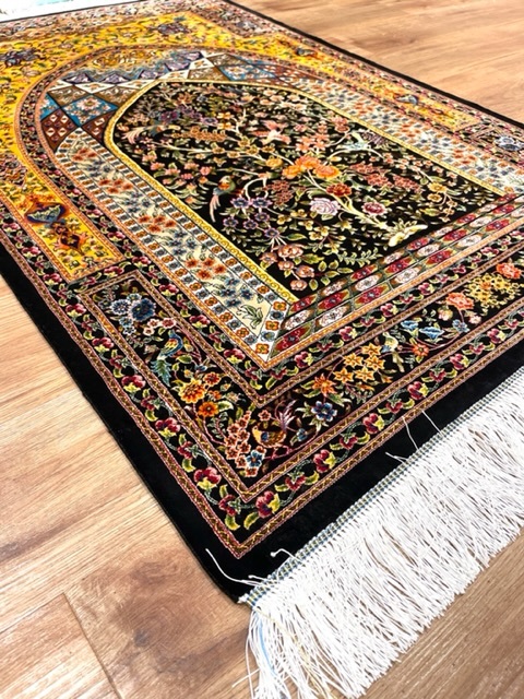 ペルシャ絨毯・最高級ハンド&マシン織り・ 世界最高密度150万ノット ・豪奢なクムデザイン 120cm×80cm ch43_画像4