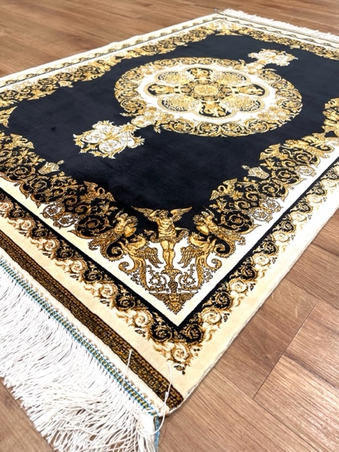 ペルシャ絨毯・最高級ハンド&マシン織り・ 世界最高密度150万ノット ・豪奢なクムデザイン 120cm×80cm ch46_画像5