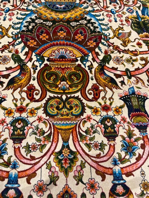 ペルシャ絨毯・最高級ハンド&マシン織り・ 世界最高密度150万ノット ・豪奢なクムデザイン 220cm×150cm lv43_画像3