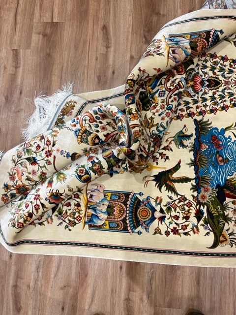 ペルシャ絨毯・最高級ハンド&マシン織り・ 世界最高密度150万ノット ・豪奢なクムデザイン 220cm×150cm lv43_画像8
