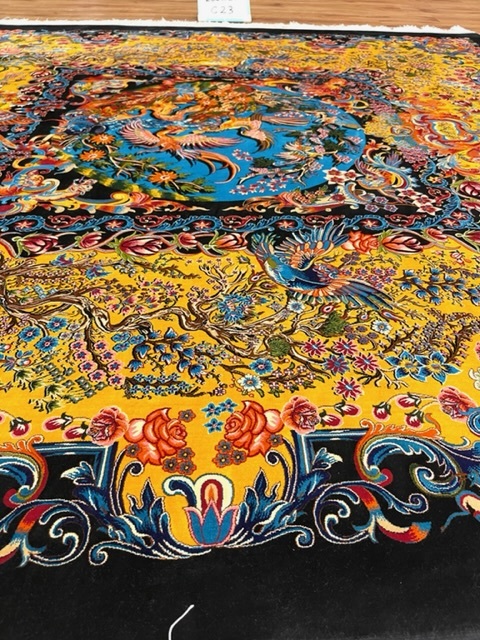 ペルシャ絨毯・最高級ハンド&マシン織り・ 世界最高密度150万ノット ・豪奢なクムデザイン 200cm×200cm c23の画像2