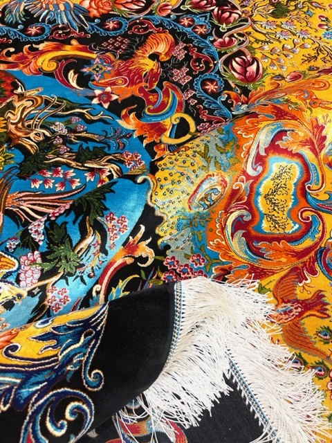 ペルシャ絨毯・最高級ハンド&マシン織り・ 世界最高密度150万ノット ・豪奢なクムデザイン 200cm×200cm c23の画像9