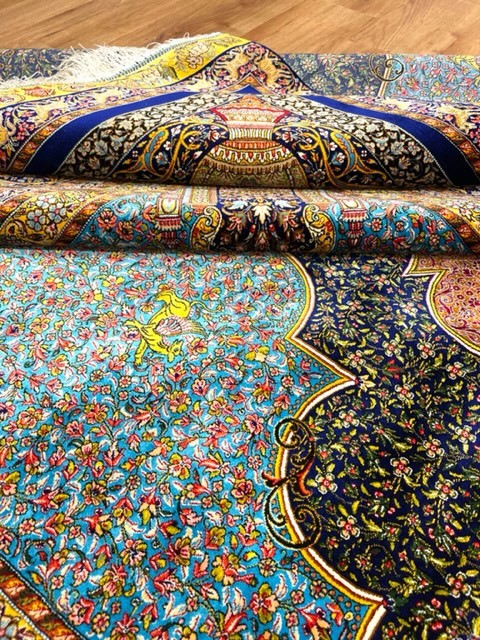 ペルシャ絨毯・最高級ハンド&マシン織り・ 世界最高密度150万ノット ・豪奢なクムデザイン 200cm×300cm c39_画像7