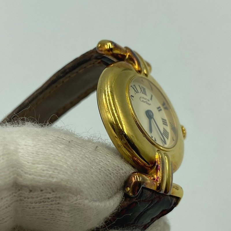 Cartierverumeiyu Must ko Rize < wristwatch > Cartier fashion brand watch lady's Gold 