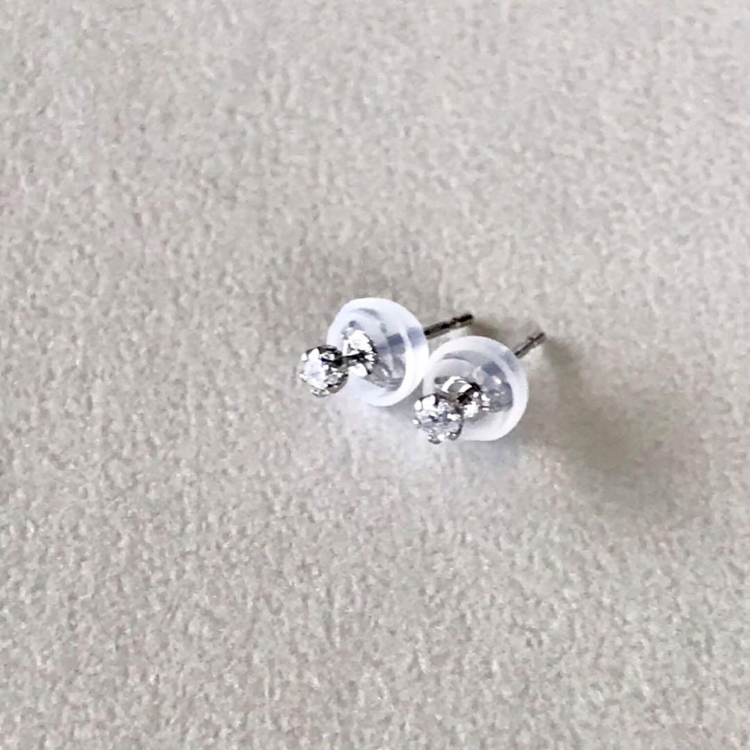  diamond earrings platinum earrings 0.10ct pt900 platinum silicon catch attaching free shipping 