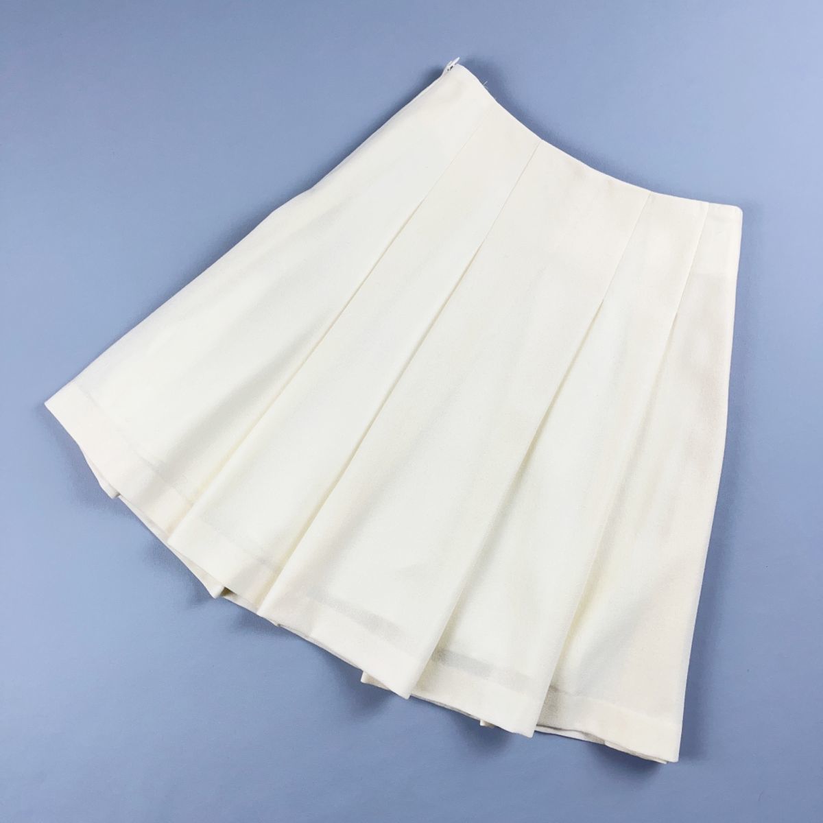  beautiful goods Ballsey Tomorrowland wool 100% pleat flair skirt knees height lining equipped lady's bottoms white ivory size 36*GC343