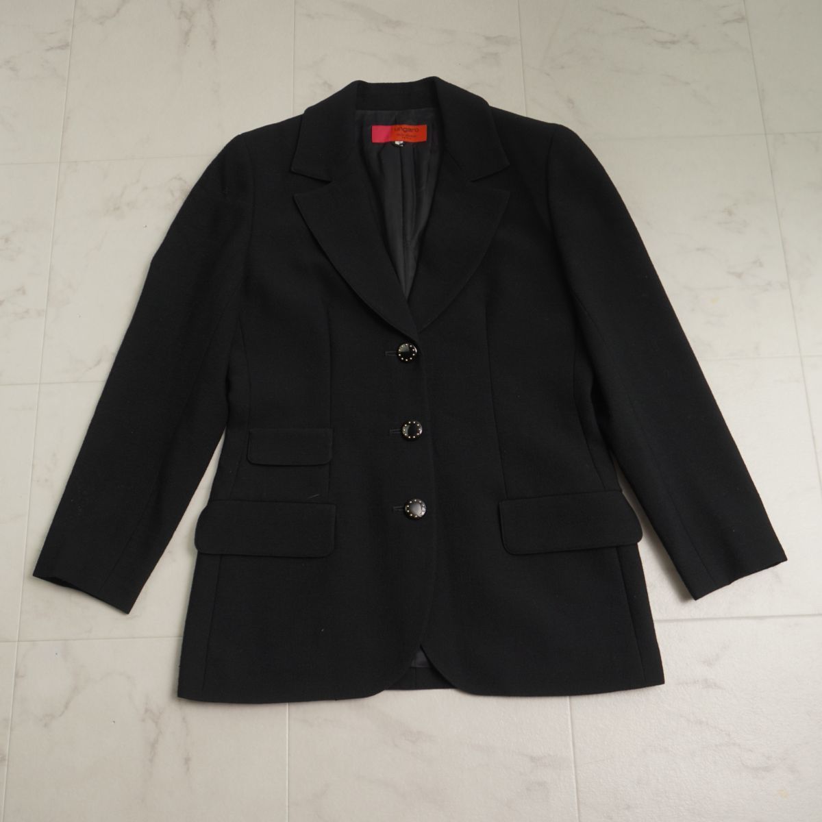 ungaro solo donna Ungaro Solo dana setup suit tailored jacket knees height skirt total reverse side lady's black black size 9*GC582