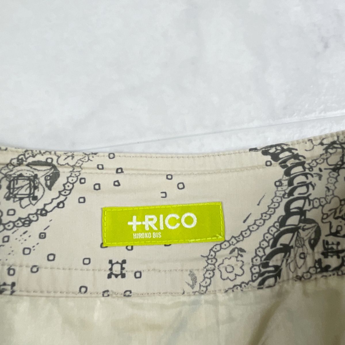 ＋RICO HIROKO BIS リコヒロコビス 花柄フレアスカート サイドジップ ロング丈 裏地あり ベージュ サイズ11*GC1200_画像5