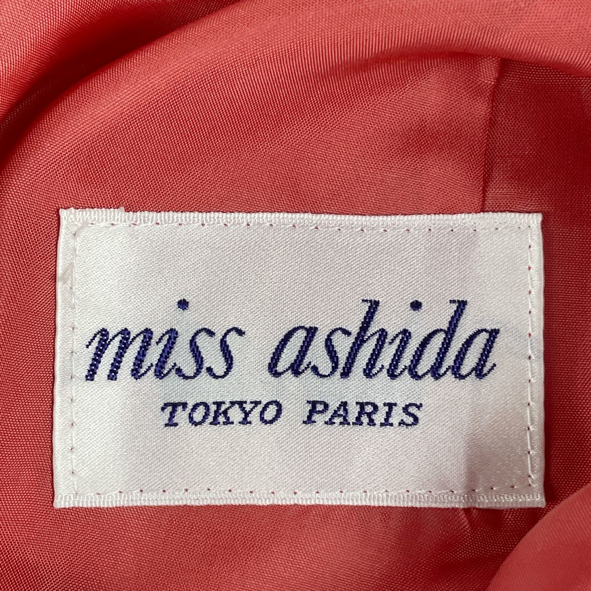 美品 miss ashida ミスアシダ ストライプ刺繍 タイトスカート 膝丈 裏地あり レディース ボトムス 赤 レッド サイズ7*HC32_画像6