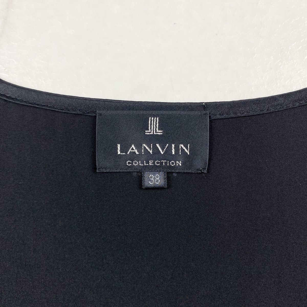 美品 LANVIN COLLECTION ランバンコレクション バックラインストーンシルク混ブラウス レディース 黒 ブラック サイズ38*GC1136_画像5