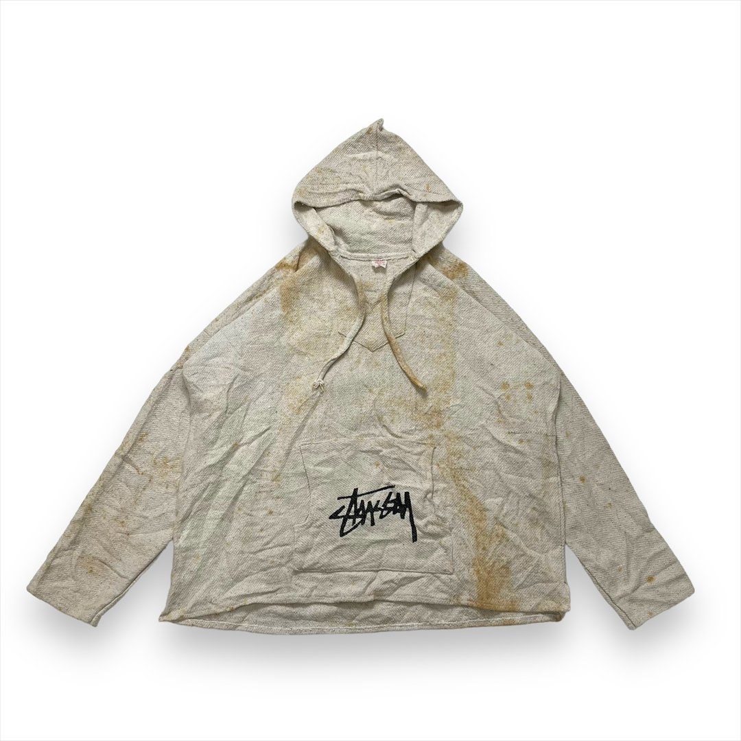 【訳アリ】Stussy ステゥーシー パーカー ホワイト 古着 メンズ XL メキシカンパーカー ストリート ヒッピー サーファー_画像1