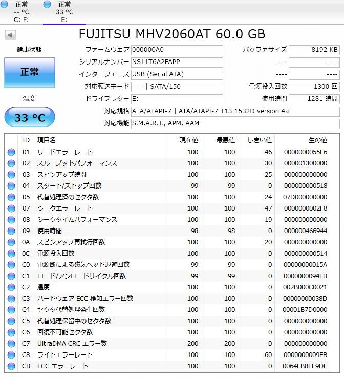 2.5インチ FUJITSU MHV2060AT 60GB ATA/IDE 4200rpm_画像2