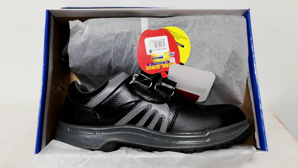 未使用保管品　安全靴　W1020　JSAA　A種認定普通作業用　静電機能　樹脂先芯入り　27.0cm　WORK WAVE Protective Sneaker_画像1