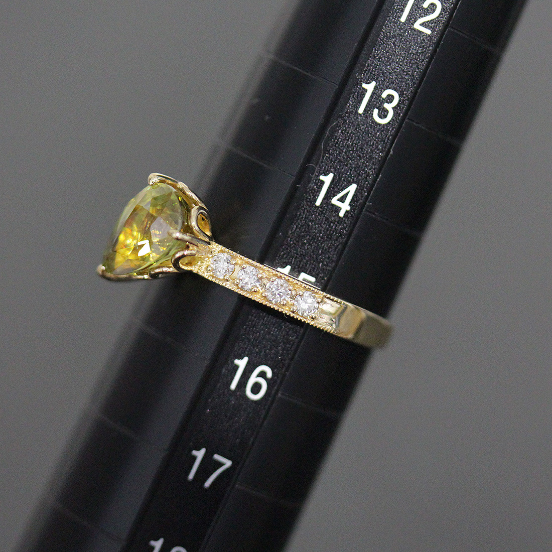 スフェーン1.7ct 指輪 ダイヤ0.2ctリング K18 イエローゴールド 750 E0501_画像9