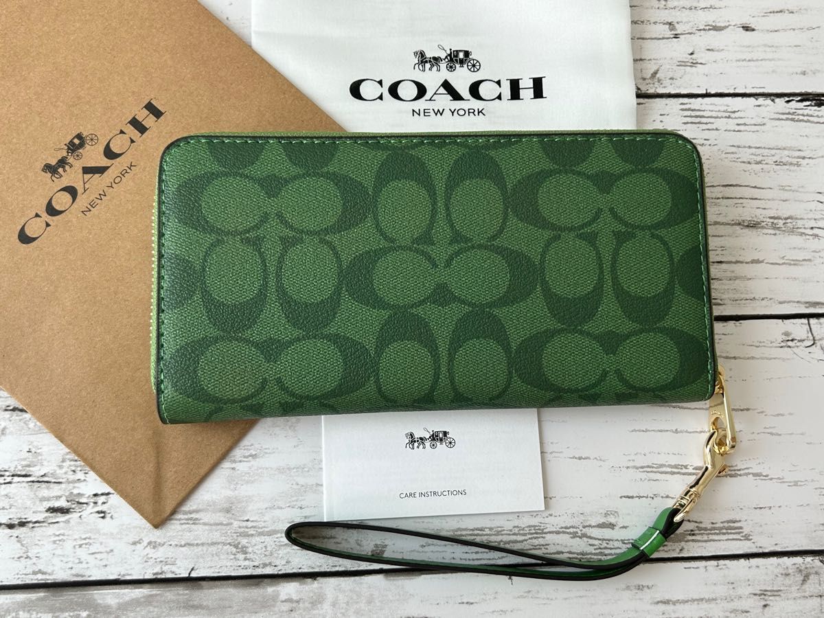 新品未使用】COACH コーチ長財布 シグネチャー グリーン｜Yahoo!フリマ