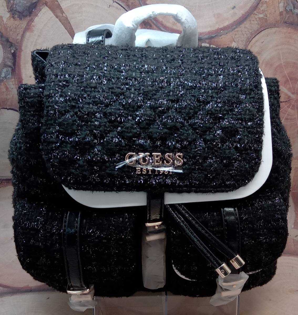 リュック GUESS ゲス /ADAM Flap Backpack アダム フラップ バックパック /BT869431/ブラックラメツイード /レディース /未使用品_画像1