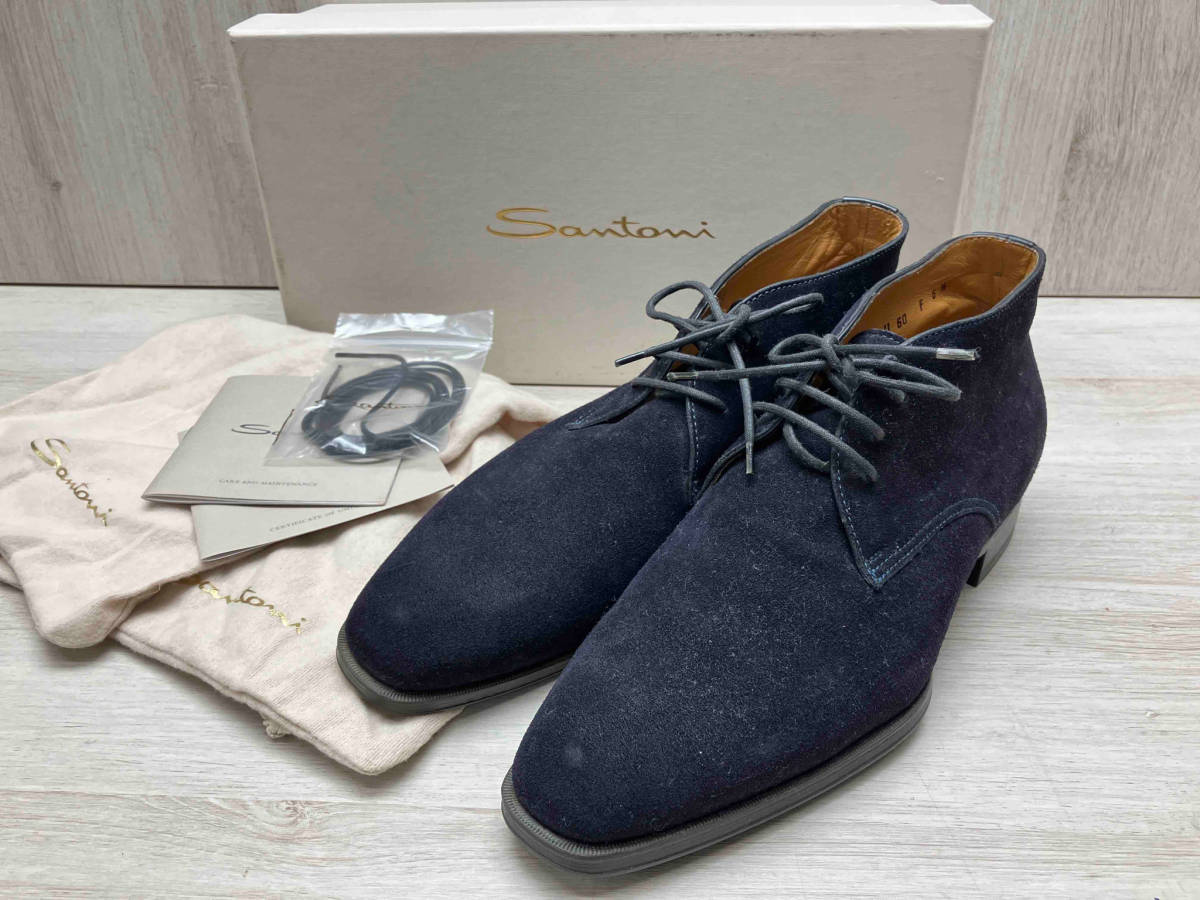 人気の春夏 スエード 13397 チャッカブーツ プレーントゥ 牛革 Santoni