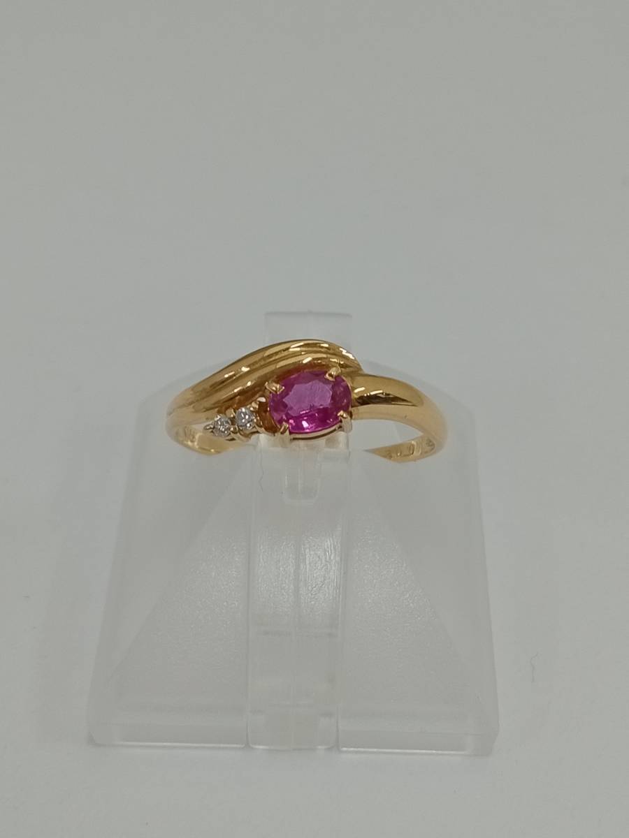 K18 リング ダイヤ 0.02ct 約1.1g ピンク 指輪