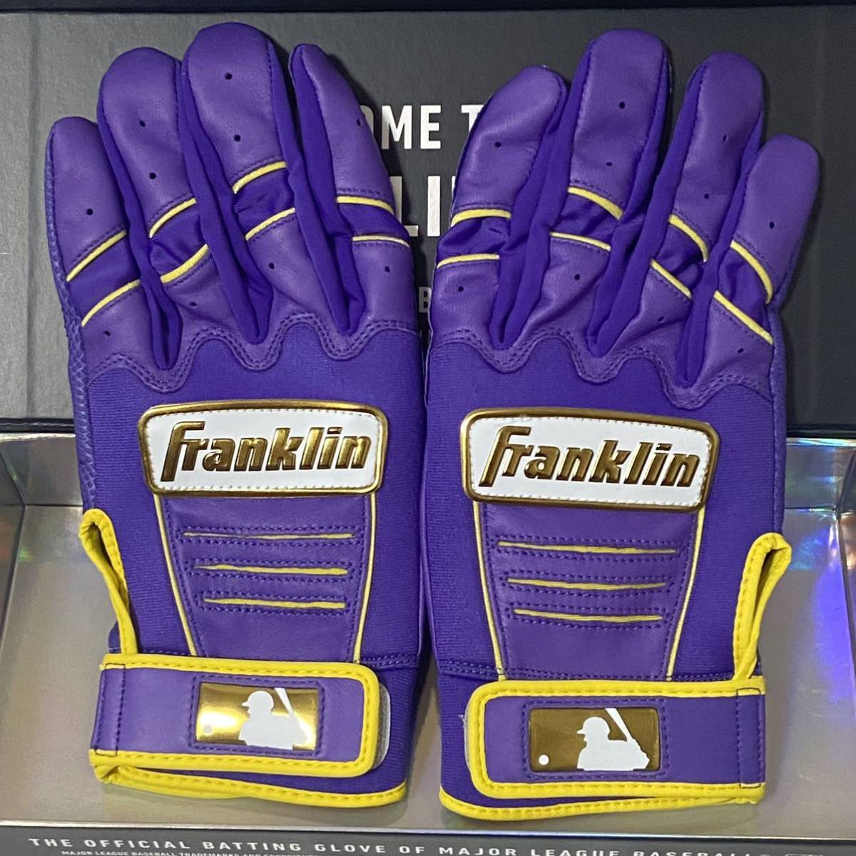 新品 Franklin Custom CFX PRO イエロー×パープル Sサイズ バッティンググローブ フランクリン 野球 革手 バッテ グラブ 限定