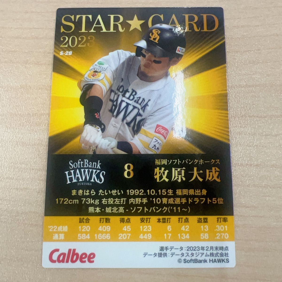 プロ野球チップス2023 第2弾 牧原大成選手スターカード