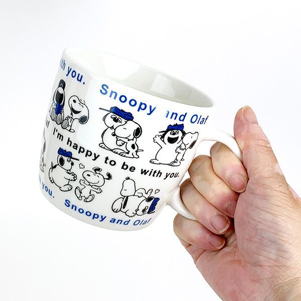スヌーピー ほっこりマグ L （スヌーピー＆オラフ） ブルー スープカップ 約380ml SNOOPYの画像5