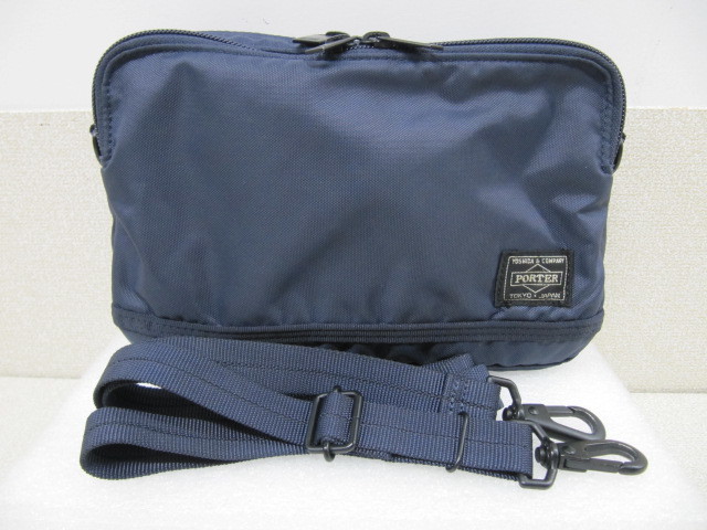 美品 ポーター PORTER フラッシュ FLASH ショルダーバッグ ネイビー
