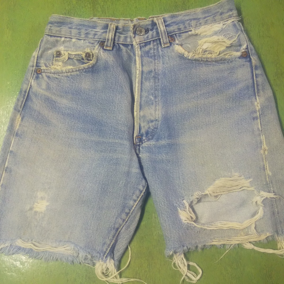 90s USA製 Levis / リーバイス ダメージ デニム ショートパンツ ヴィンテージ ビンテージ 古着 used ホットパンツ アメカジ クラッシュ