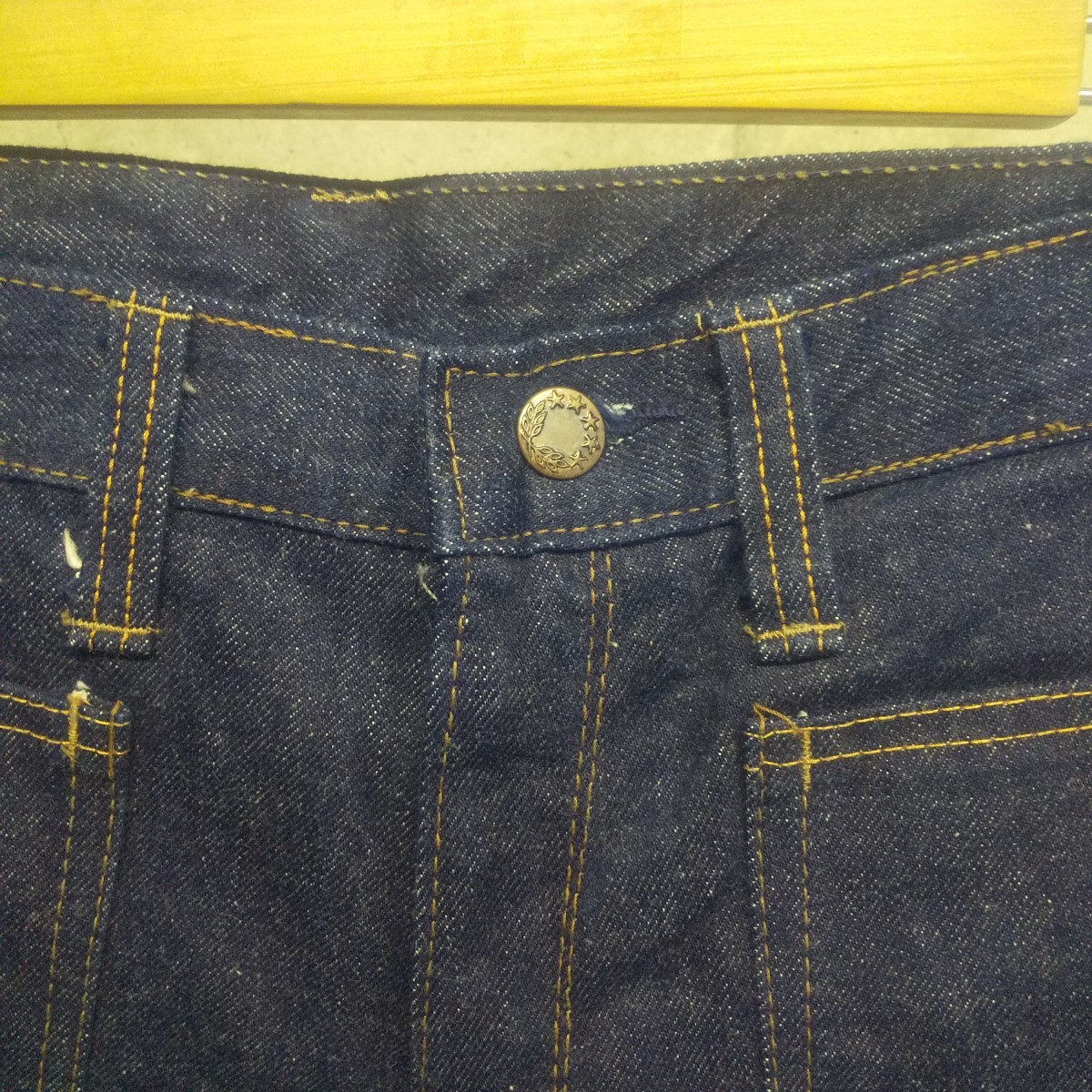 70s 国産 ヴィンテージ ベルボトム デニム フリンジ 極美品 ビンテージ デッドストック 昭和レトロ ラッパ jeans ヒッピー アングラ