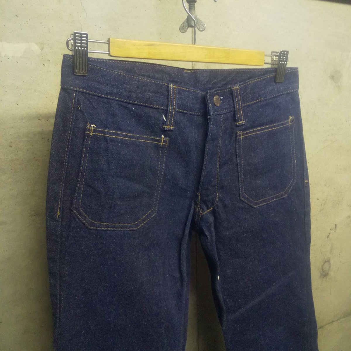 70s 国産 ヴィンテージ ベルボトム デニム フリンジ 極美品 ビンテージ デッドストック 昭和レトロ ラッパ jeans ヒッピー アングラ